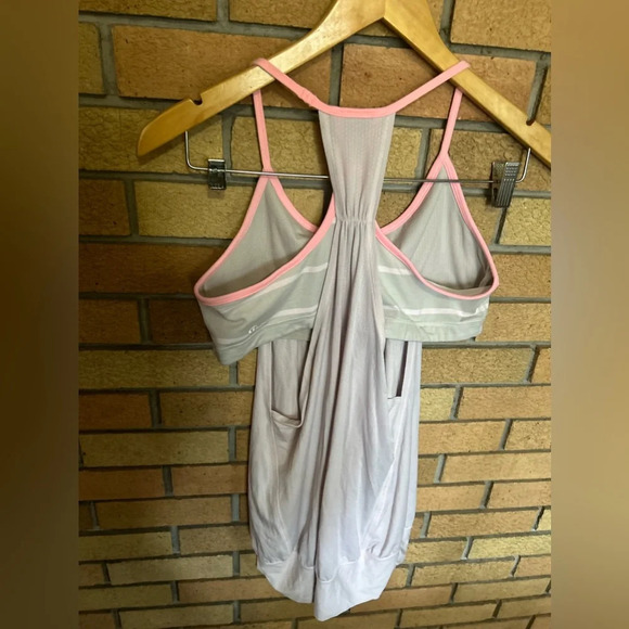 Lululemon No Limits Tank Grey & Pink Striped Tank Top Size 10 - Picture 3 of 5